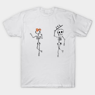 Skelly Lady And Gentleman HandDrawn Sketch T-Shirt